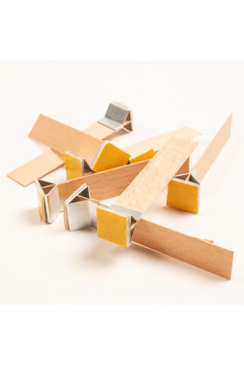 Düz Model Ahşap Mum Fitili ve Sehpalı 10 Adet ( 15mm x 75mm x 0,5mm )