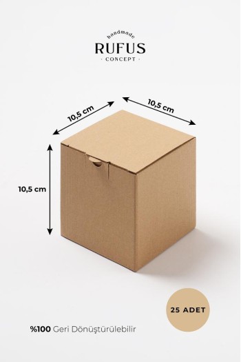 10,5x10,5x10,5cm Küp Kilitli Kraft Kutu 25 Adet