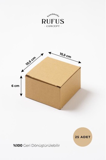 10,5x10,5x6cm Kilitli Kraft Kutu 25 Adet