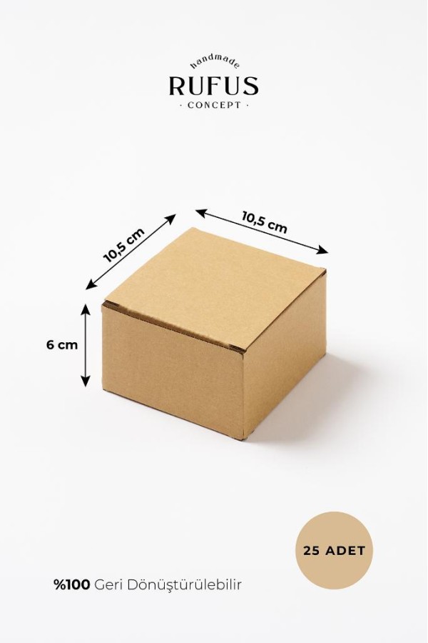 10,5x10,5x6cm Kilitli Kraft Kutu 25 Adet
