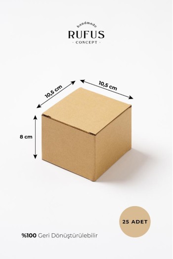 10,5x10,5x8cm Kilitli Kraft Kutu 25 Adet