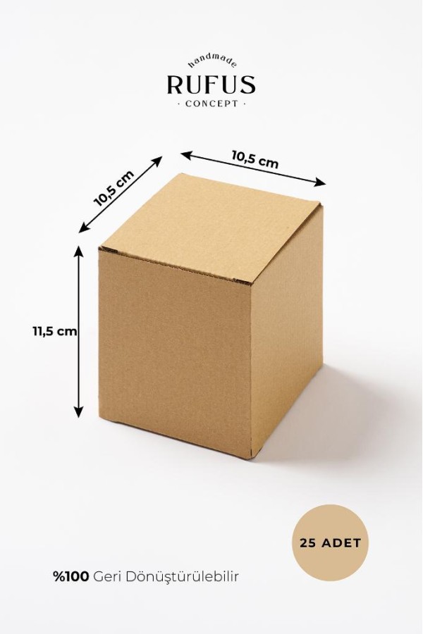10,5x10,5x11,5cm Kilitli Kraft Kutu 25 Adet