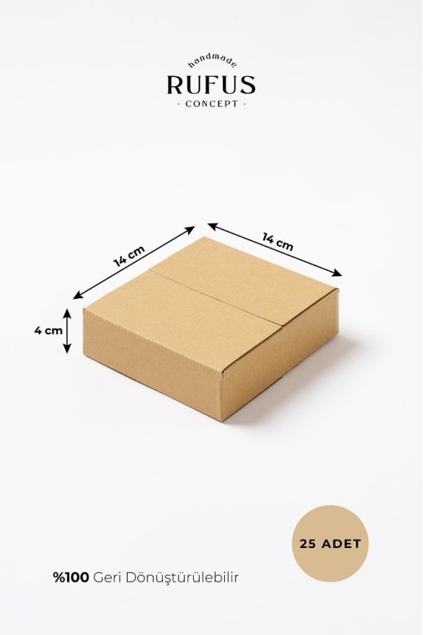 14x14x4cm Kraft Koli 25 Adet