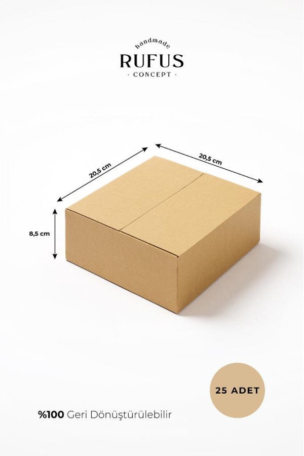 20,5x20,5x8,5cm Kraft Koli 25 Adet 20,5x20,5x8,5cm Kraft Koli 25 Adet