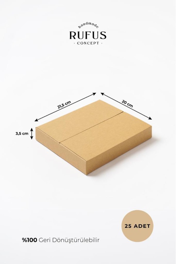 21,5x20x3,5cm Kraft Koli 25 Adet