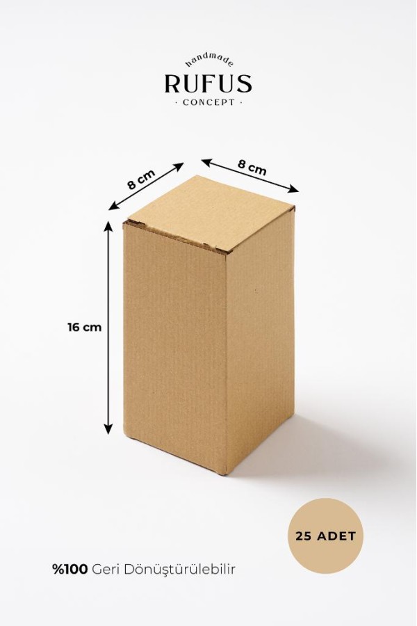8x8x16cm Kilitli Kraft Kutu 25 Adet