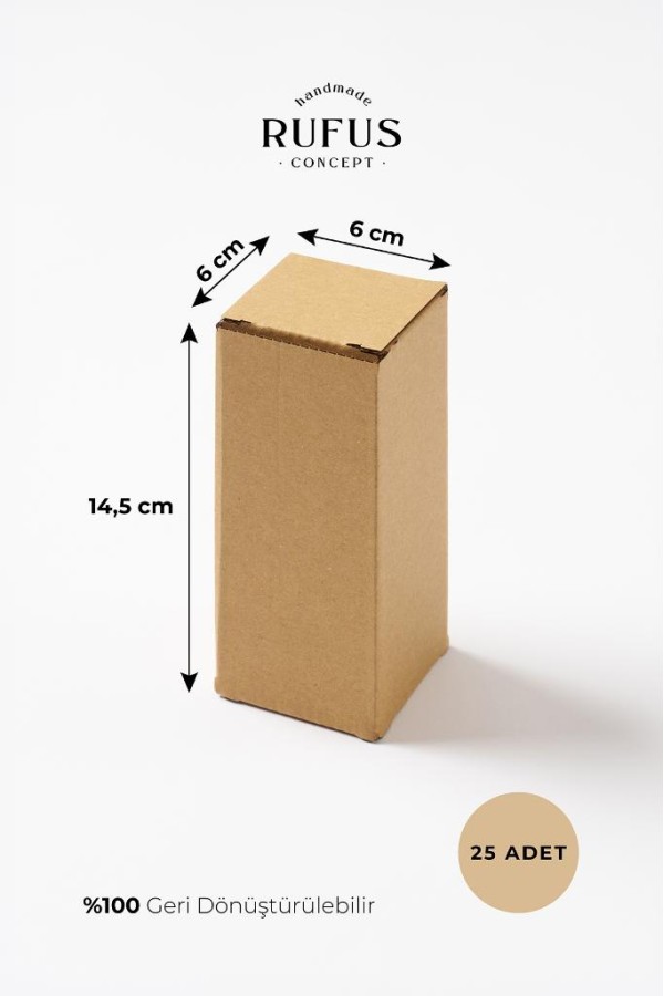 6x6x14,5cm Kilitli Kraft Kutu 25 Adet