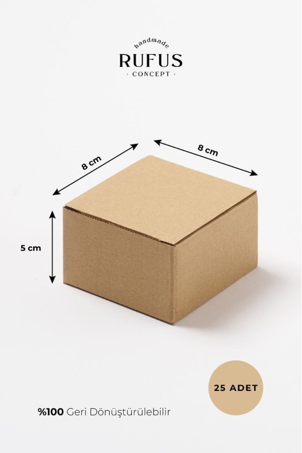 8x8x5cm Kilitli Kraft Kutu 25 Adet