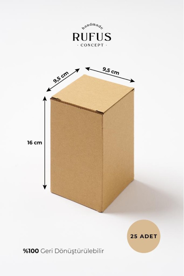 9,5x9,5x16cm Kilitli Kraft Kutu 25 Adet
