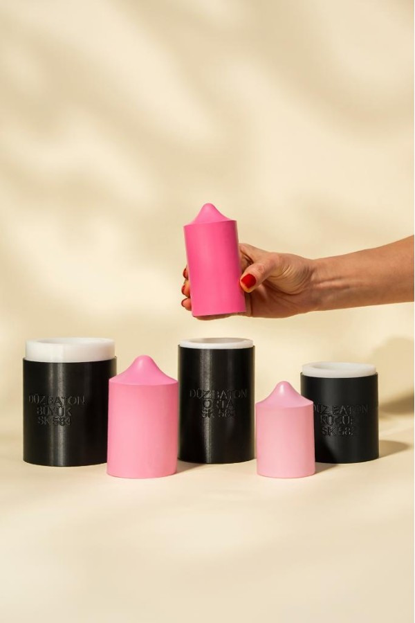 Baton Düz Kasnaklı Üçlü Silikon Mum Kalıp Seti