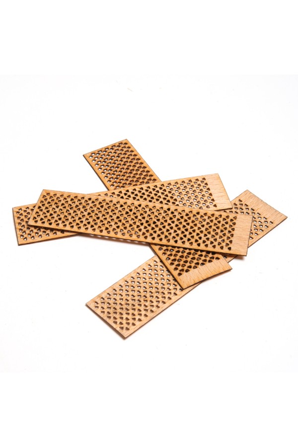 Delikli Model ( Üçgen ) Ahşap Mum Fitili ve Yapışkanlı Fitil Sehpası 30 Adet ( 25mm x 100mm x 0,5mm )