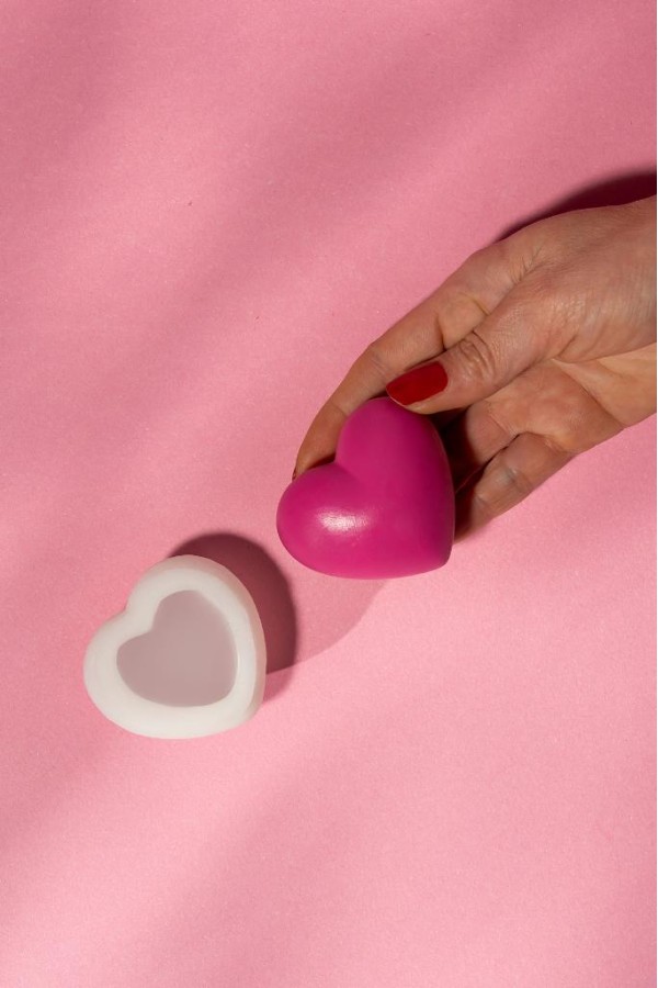 Kalp 3D Küçük Silikon Mum Kalıbı Kalp 3D Küçük Silikon Mum Kalıbı