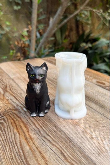 Kedi Kaju Tekli Silikon Mum Kalıbı
