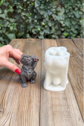 Kedi Lokum Tekli Silikon Mum Kalıbı