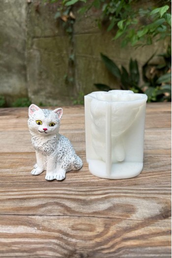 Kedi Pamuk Tekli Silikon Mum Kalıbı
