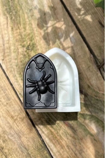 Mezar Taşı Örümcek Desenli Mum Kalıbı (Silikon) (1 Adet)