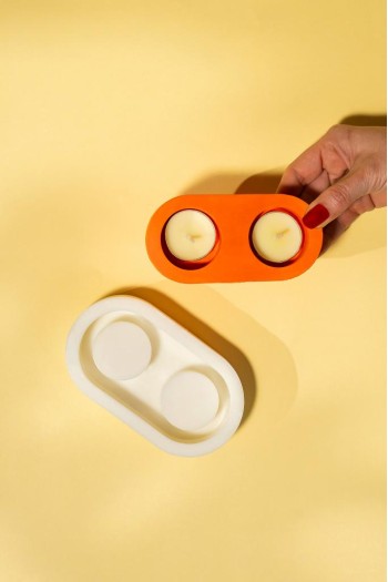 Tealight 2 Gözlü Silikon Mumluk Kalıbı