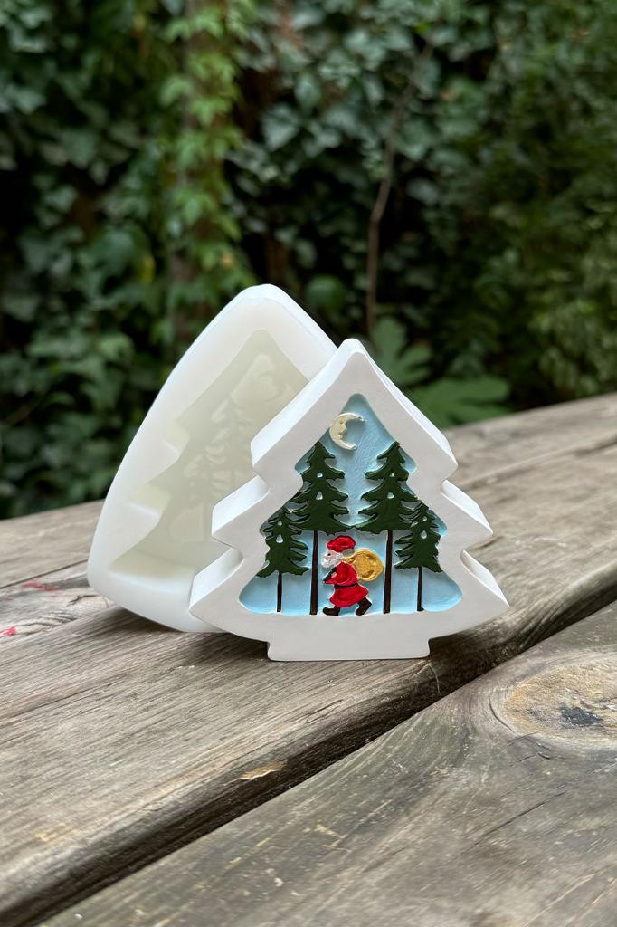 2D Çam Noel Ağacı Desenli Silikon Mum Kalıbı
