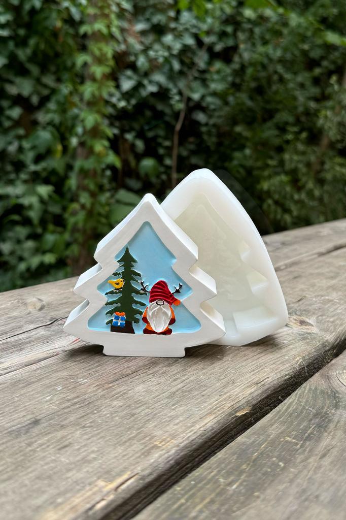 2D Pine Christmas Baba Patterned Silicone Candle Mold
