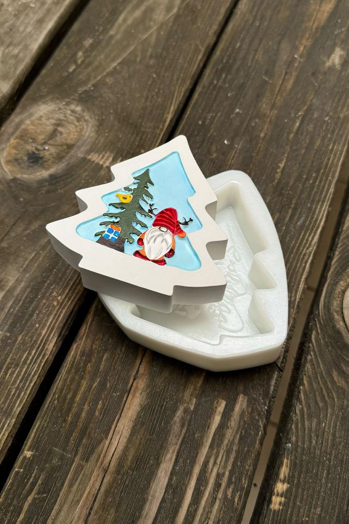 2D Pine Christmas Baba Patterned Silicone Candle Mold