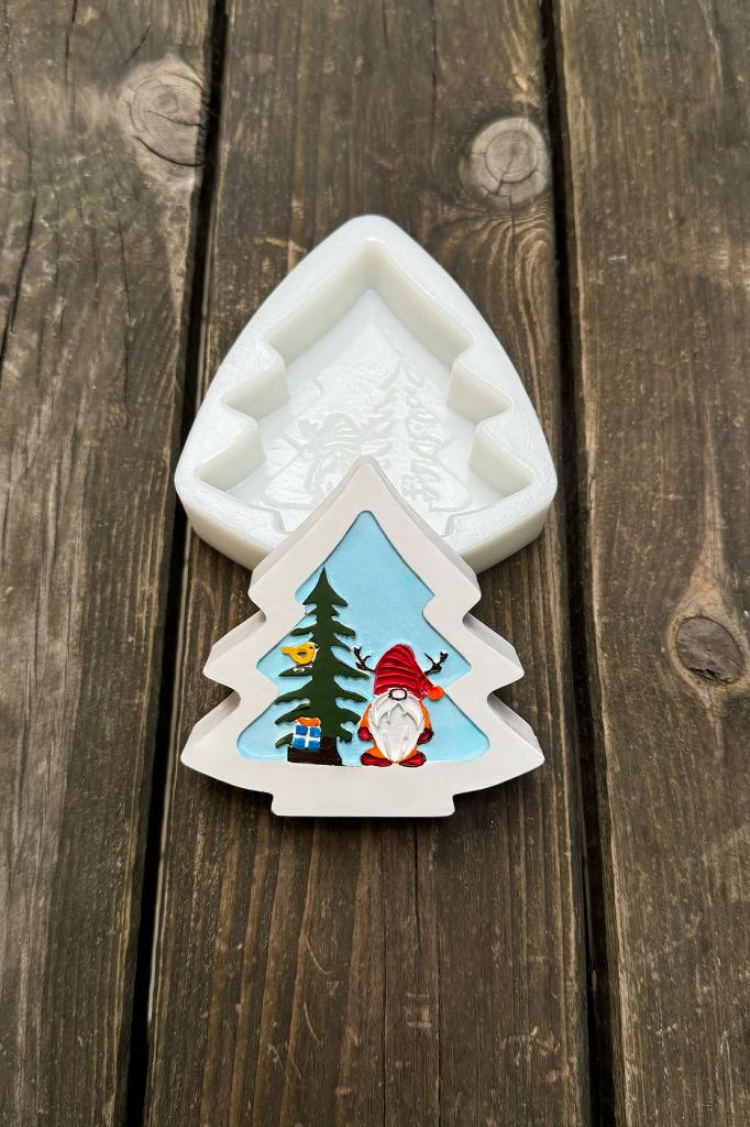 2D Pine Christmas Baba Patterned Silicone Candle Mold