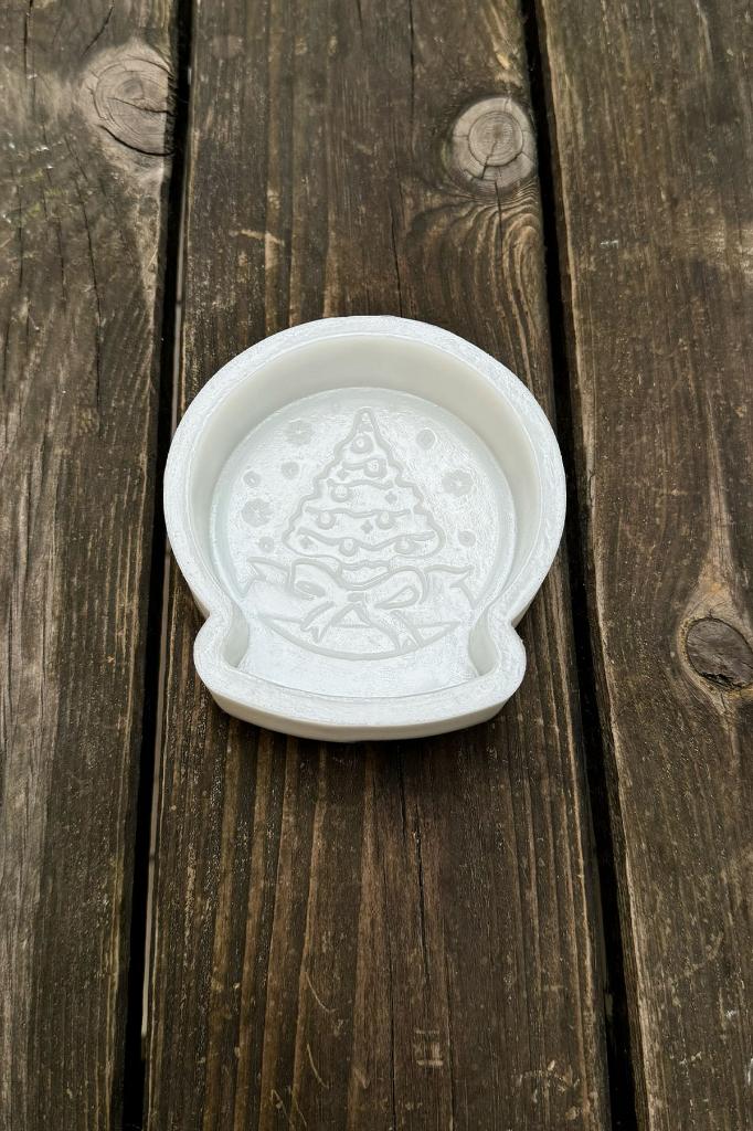 2D Snow Globe Christmas Tree Patterned Silicone Candle Mold