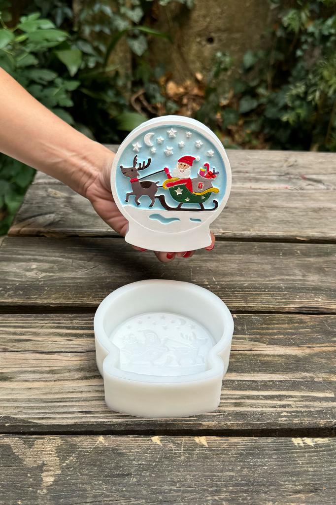 2D Snow Globe Christmas Baba Patterned Silicone Candle Mold