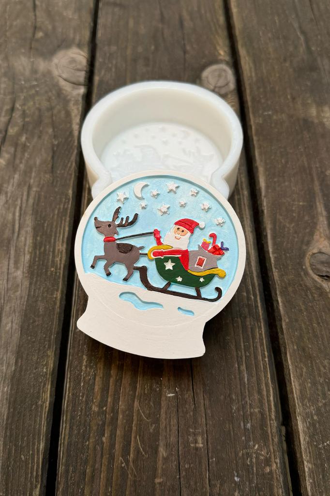 2D Snow Globe Christmas Baba Patterned Silicone Candle Mold