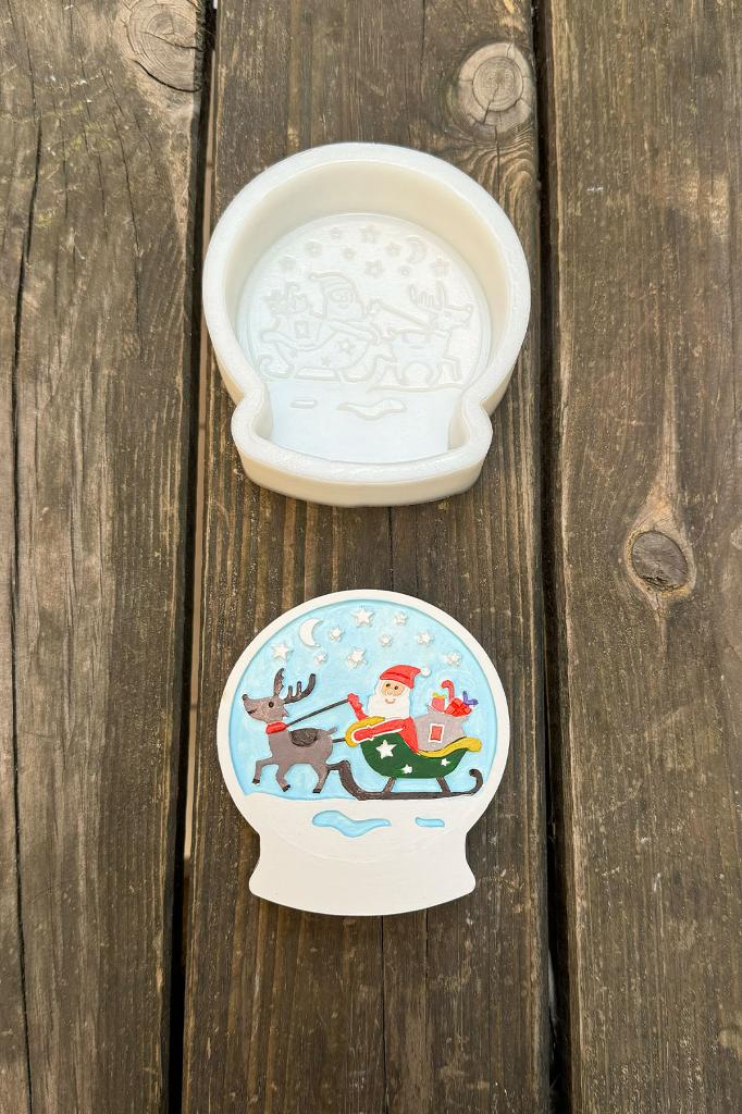 2D Snow Globe Christmas Baba Patterned Silicone Candle Mold