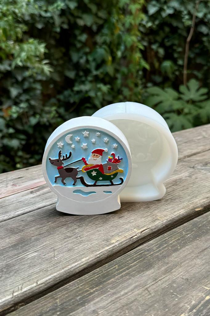 2D Snow Globe Christmas Baba Patterned Silicone Candle Mold
