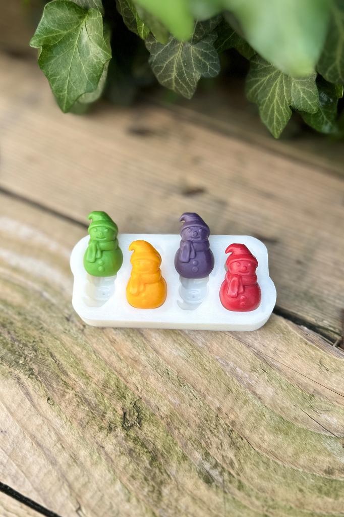 3D Kardan Adam Mini Dörtlü Silikon Mum Kalıbı