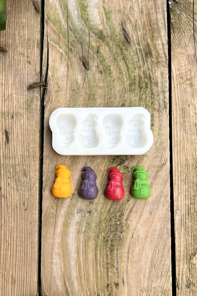 3D Kardan Adam Mini Dörtlü Silikon Mum Kalıbı