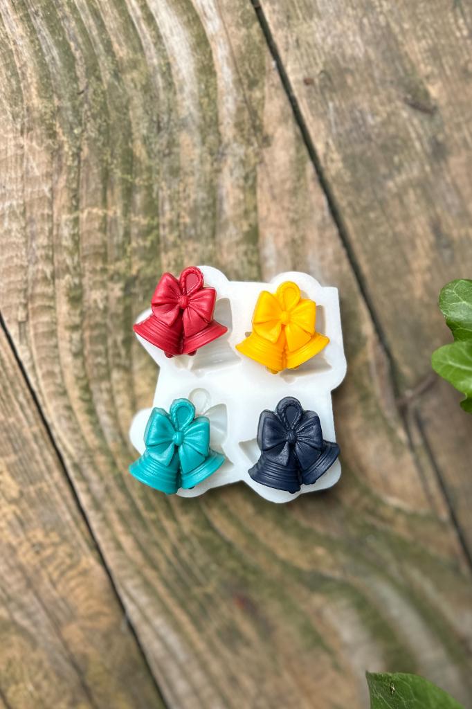 3D Yılbaşı Çanı Mini Dörtlü Silikon Mum Kalıbı