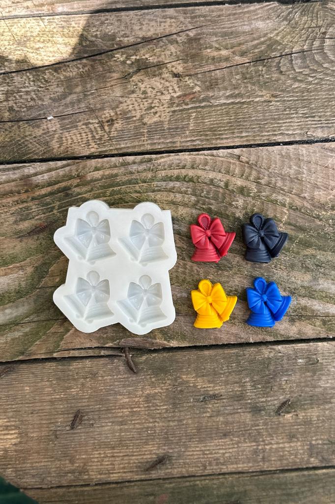 3D Yılbaşı Çanı Mini Dörtlü Silikon Mum Kalıbı