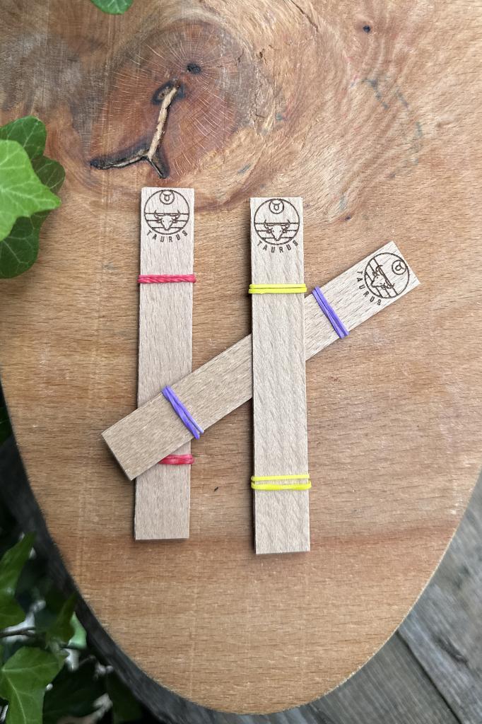 Ahşap Mum Fitili ve Yapışkanlı Fitil Sehpası 10 Adet (15x100x0,5mm) BOĞA BURCU MODEL-1