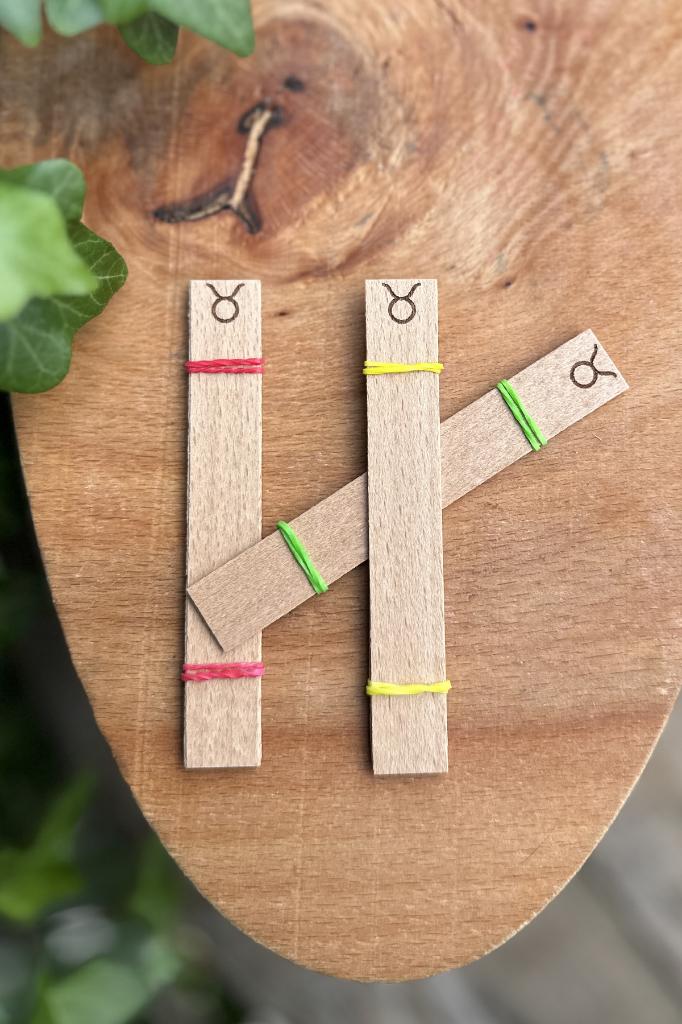 Ahşap Mum Fitili ve Yapışkanlı Fitil Sehpası 10 Adet (15x100x0,5mm) BOĞA BURCU MODEL-2