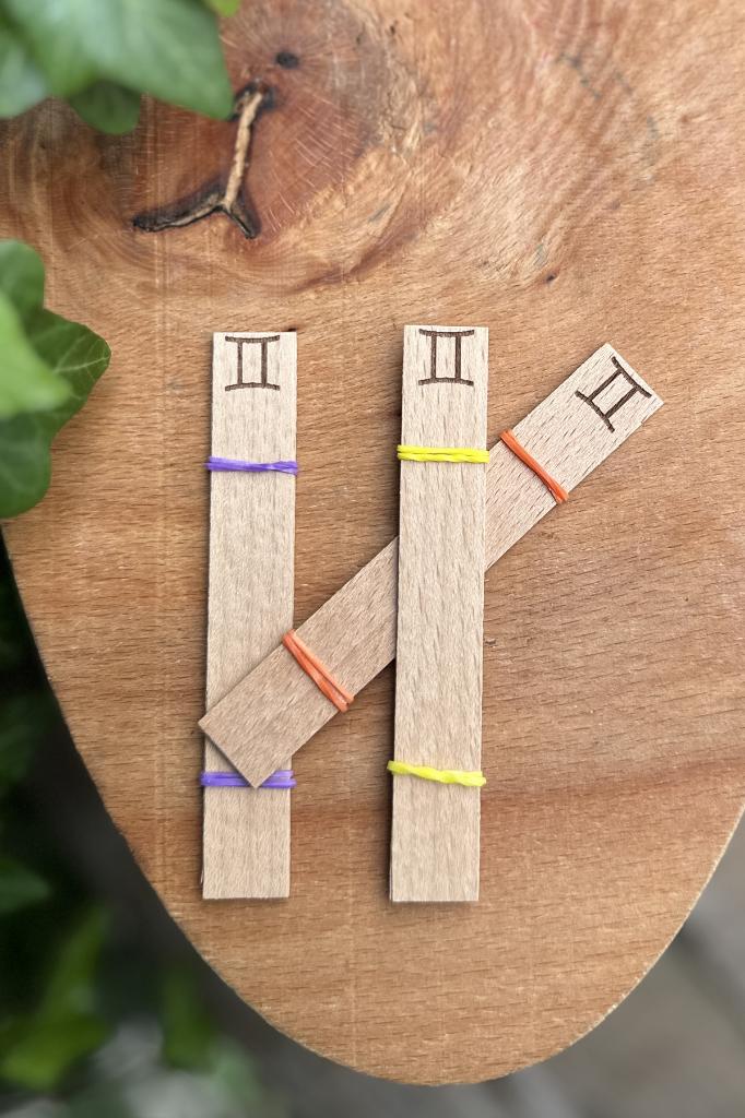 Ahşap Mum Fitili ve Yapışkanlı Fitil Sehpası 10 Adet (15x100x0,5mm) İKİZLER BURCU MODEL-2