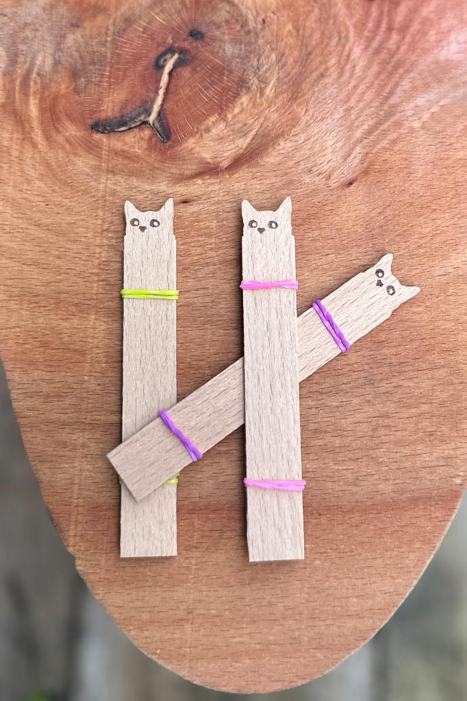 Ahşap Mum Fitili ve Yapışkanlı Fitil Sehpası 10 Adet (15x100x0,5mm) KEDİ
