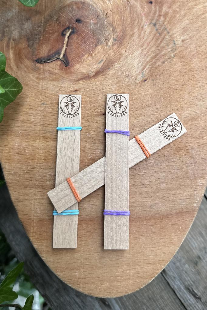 Ahşap Mum Fitili ve Yapışkanlı Fitil Sehpası 10 Adet (15x100x0,5mm) KOÇ BURCU MODEL-1