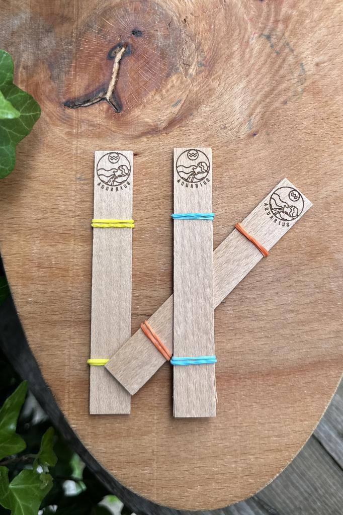 Ahşap Mum Fitili ve Yapışkanlı Fitil Sehpası 10 Adet (15x100x0,5mm) KOVA BURCU MODEL-1