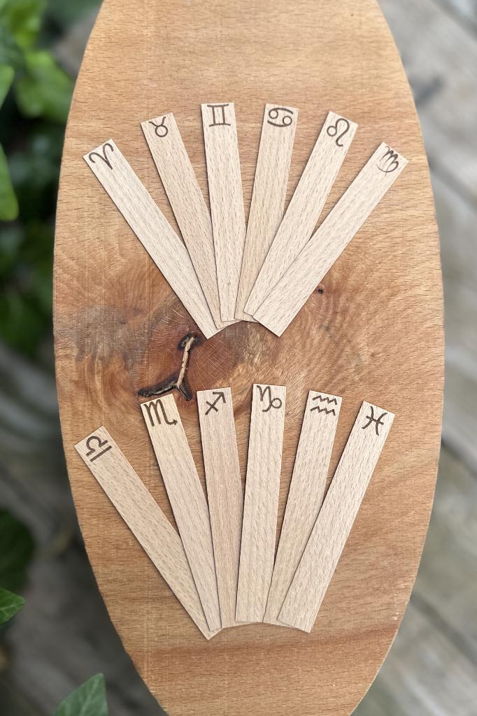 Ahşap Mum Fitili ve Yapışkanlı Fitil Sehpası 12 Adet (15x100x0,5mm) BURÇ MODEL-2