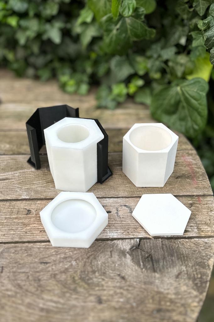 Altıgen Düz Model Silikon Kap Kalıbı