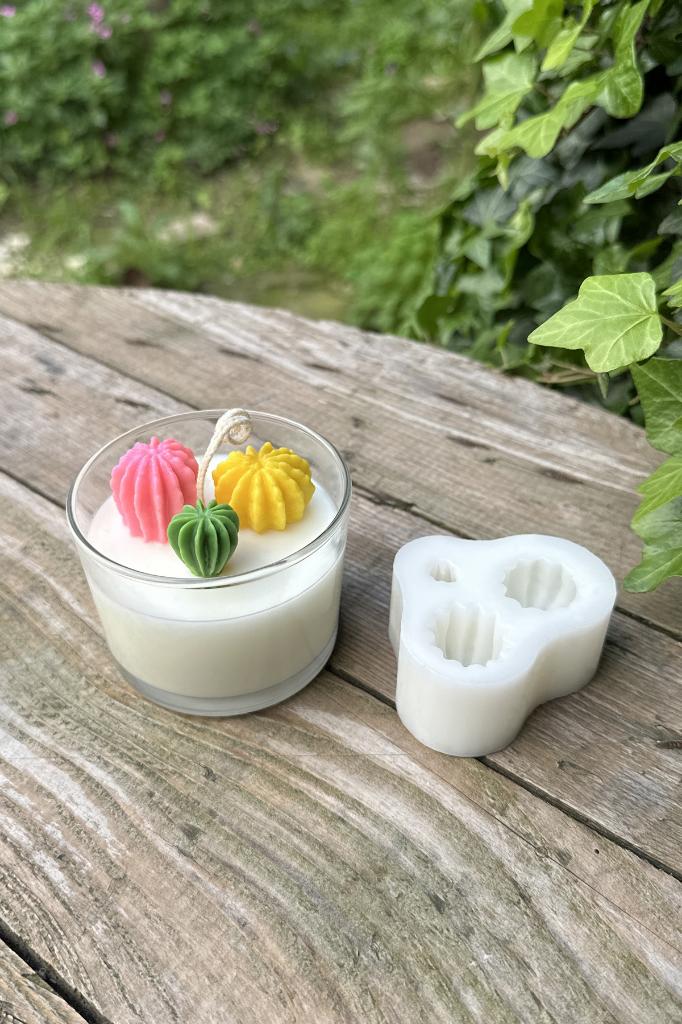 Ball Mini Üçlü Sukulent Silikon Mum Kalıbı