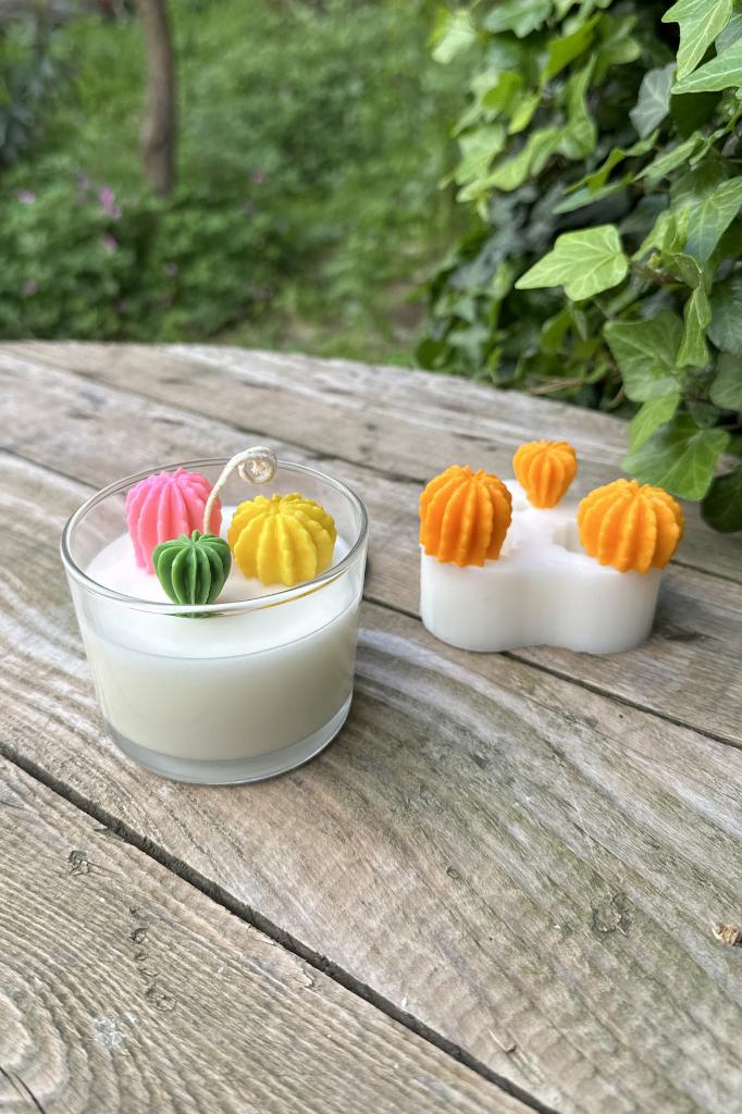 Ball Mini Üçlü Sukulent Silikon Mum Kalıbı