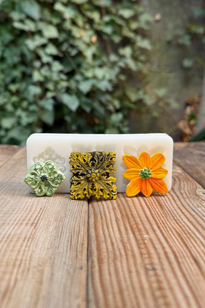 Çiçek Süsleme Set4 Silikon Mum Kalıbı