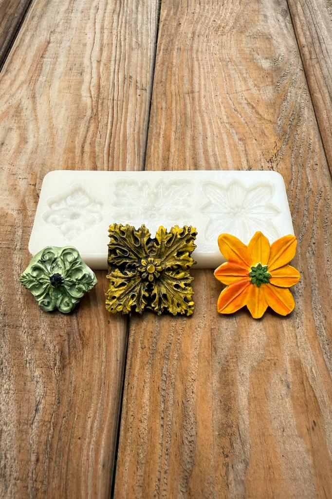 Çiçek Süsleme Set4 Silikon Mum Kalıbı