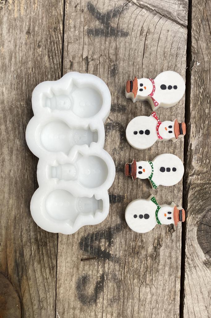 Kardan Adam Mini Dörtlü Silikon Mum Kalıbı