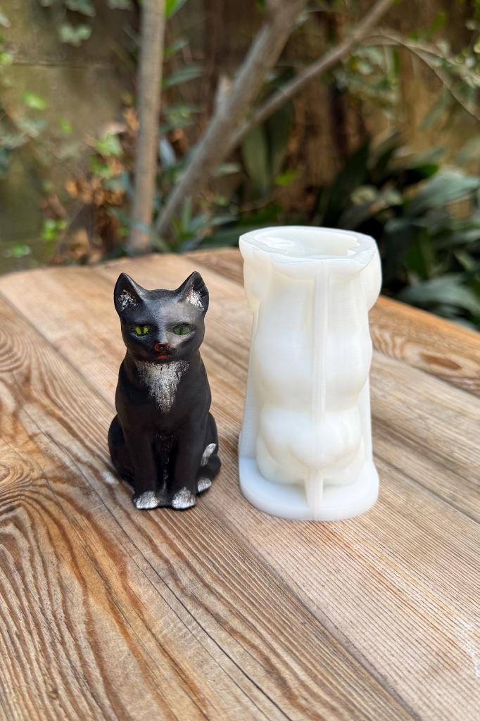 Kedi Kaju Silikon Mum Kalıbı