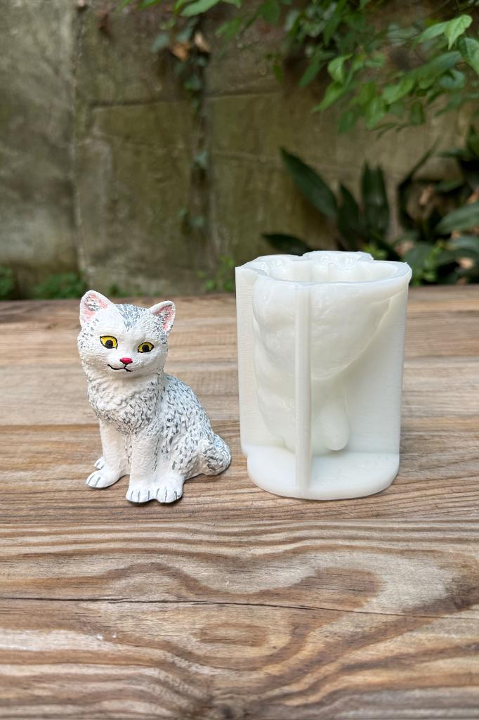 Kedi Pamuk Silikon Mum Kalıbı