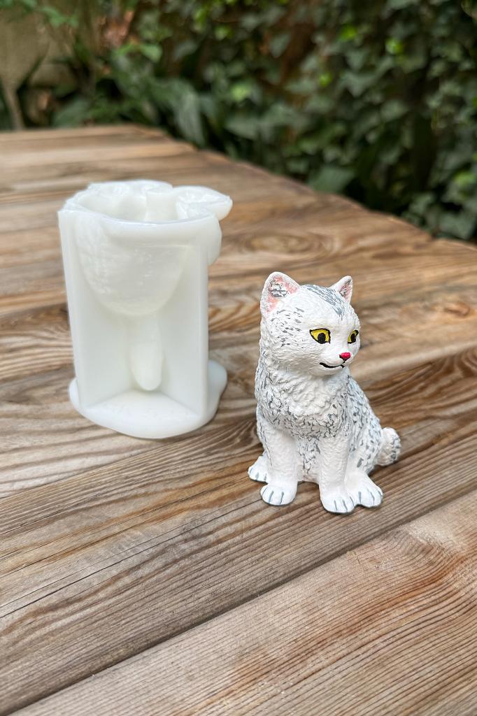 Kedi Pamuk Silikon Mum Kalıbı